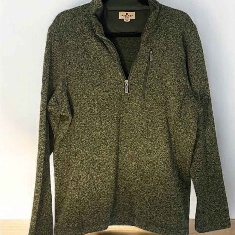 WOOLRICH 1/4 Zip Sweater Green Mens SZ Medium thick vintage